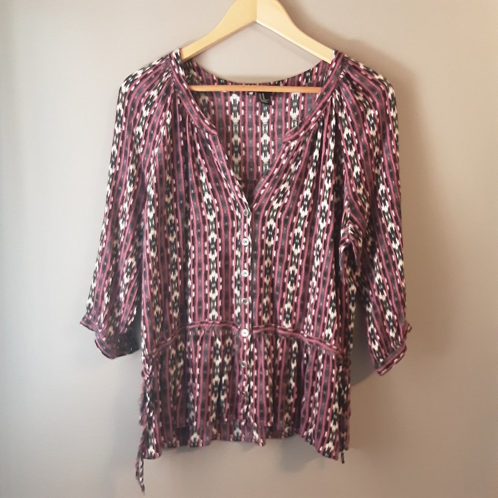 🌞 Forever 21 Women's Boho Southwest Flowy Top Blouse | Size Medium